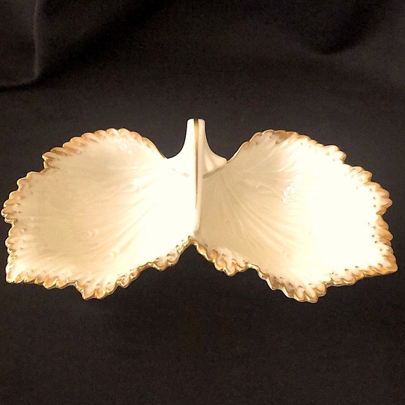 “LENOX” GIFTWARE VINTAGE DOUBLE LEAF BOWLS with HANDLE - Picture 7 of 9